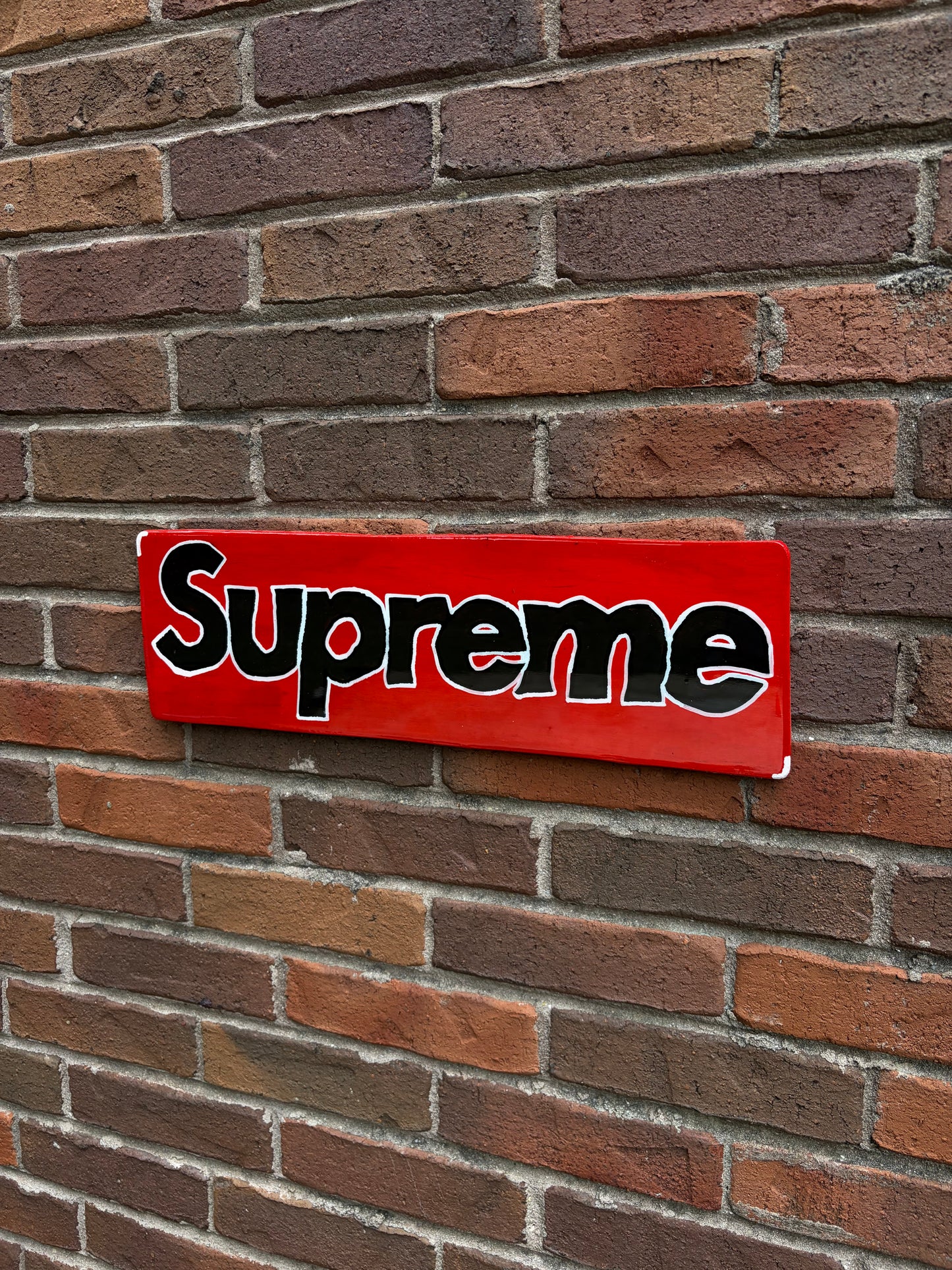 RED SUPREME BLOCK WALL ART