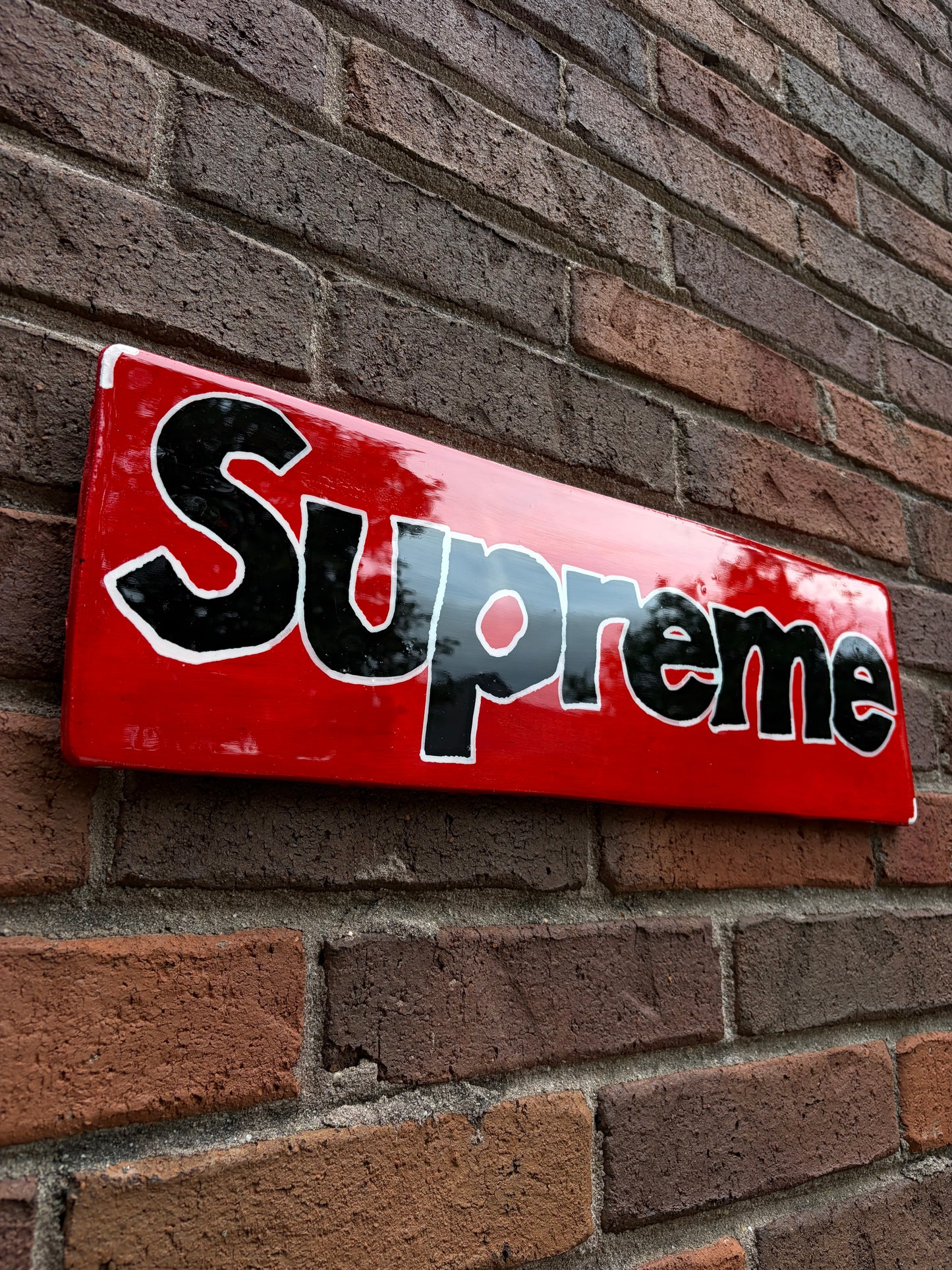 RED SUPREME BLOCK WALL ART