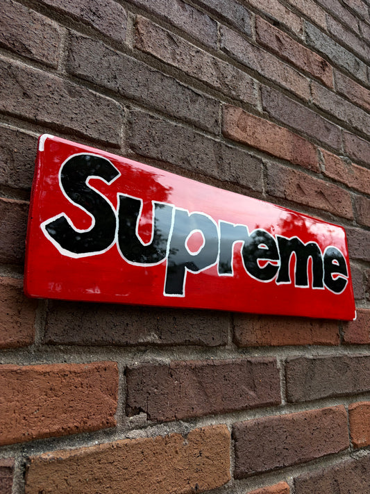 RED SUPREME BLOCK WALL ART
